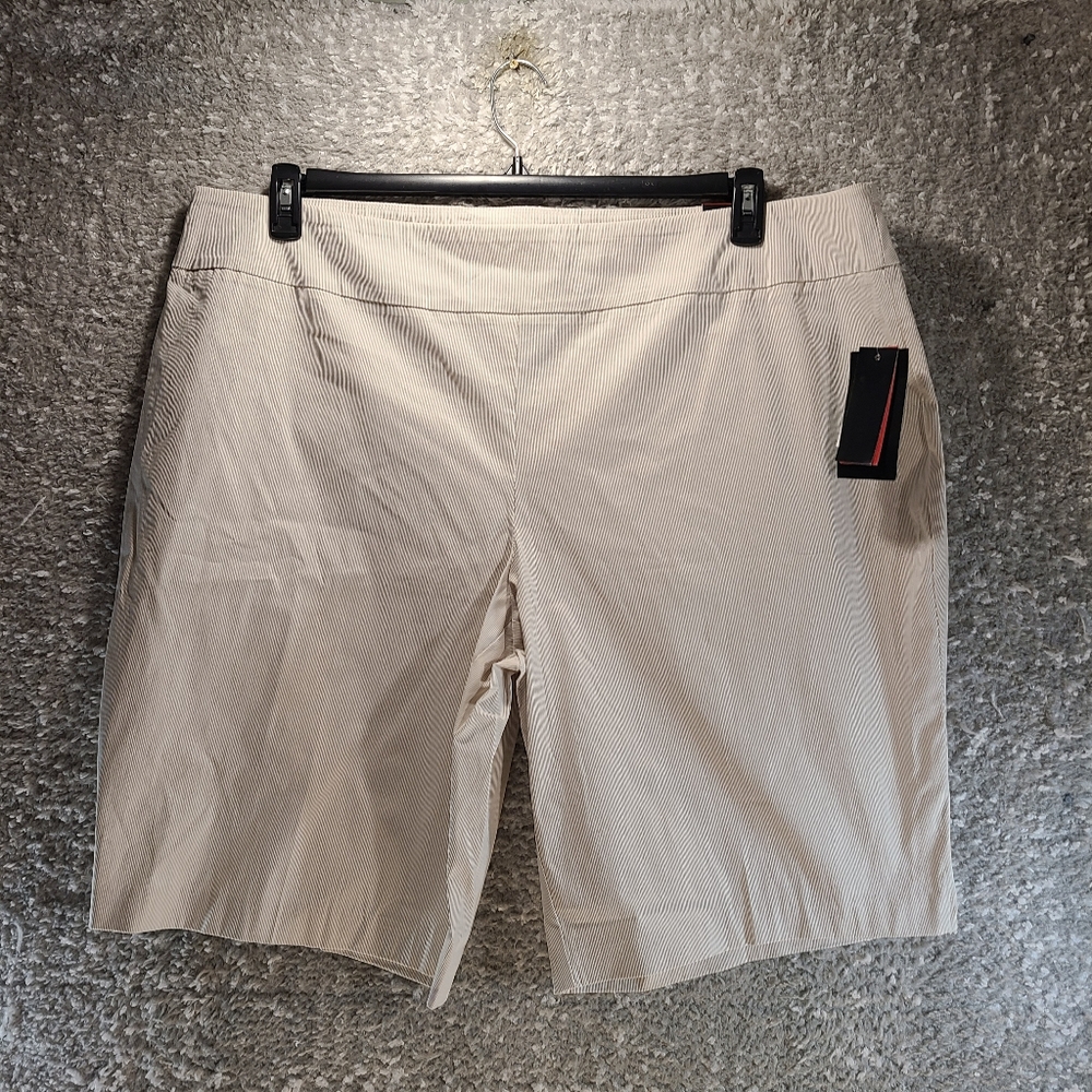 Attyre Bermuda Shorts Pull On Women's Plus Size 24W Rayon Nylon Tan NWT